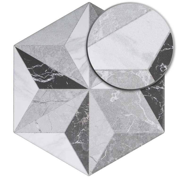 Iris Hexagon Gray and White Porcelain Tile