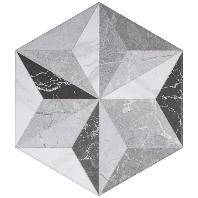 Iris Hexagon Gray and White Porcelain Tile