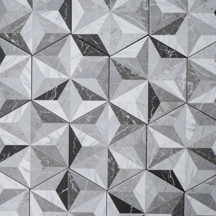 Iris Hexagon Gray and White Porcelain Tile