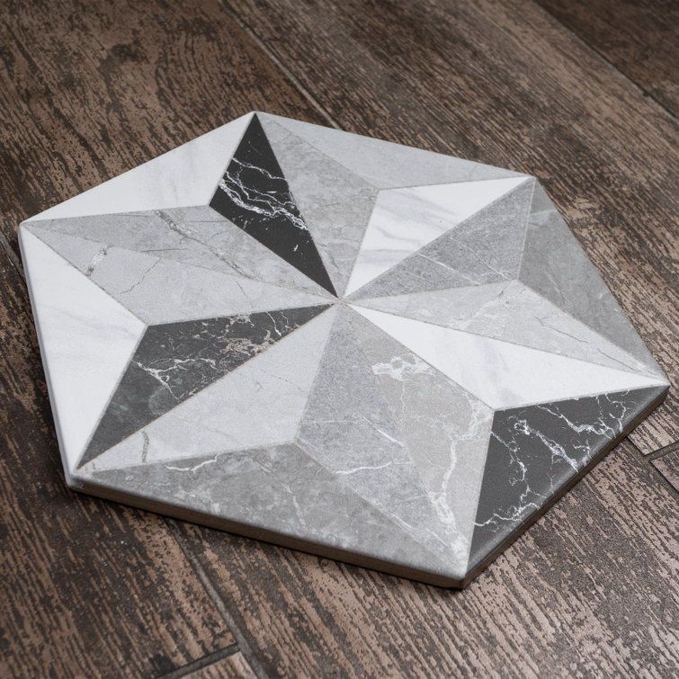 Iris Hexagon Gray and White Porcelain Tile