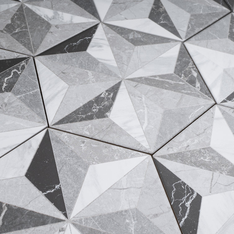 Iris Hexagon Gray and White Porcelain Tile