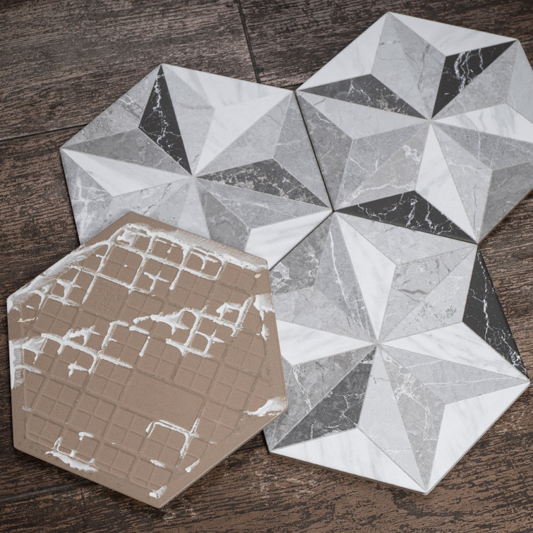Iris Hexagon Gray and White Porcelain Tile