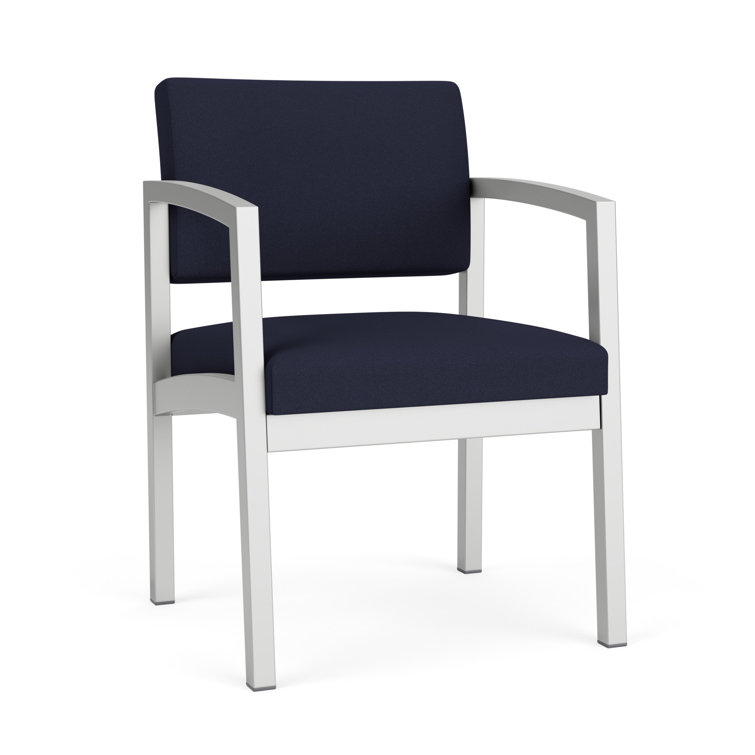 Lenox Navy Fabric and Silver Metal Guest Chair