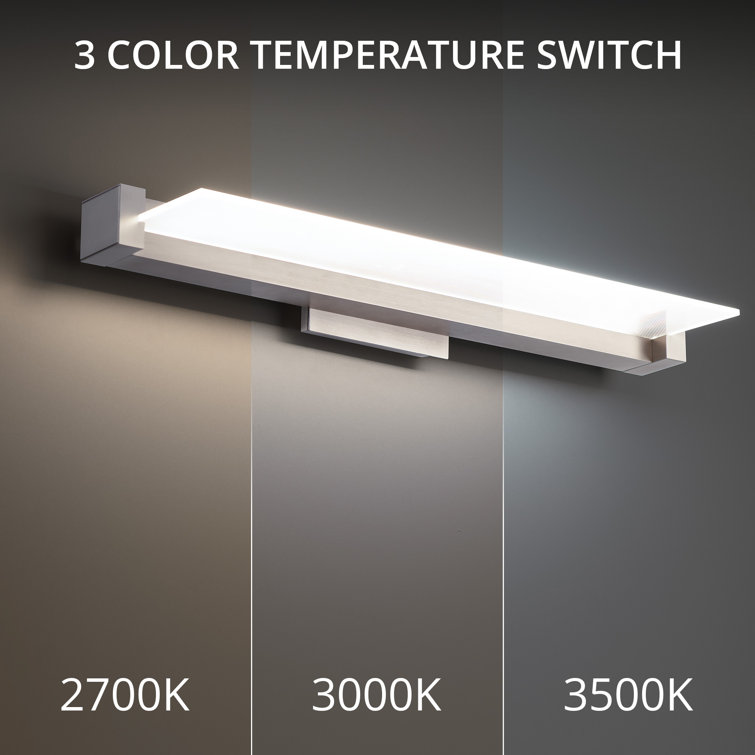 Spectre Brushed Nickel Slim LED Bath Bar with Frosted Acrylic Shade