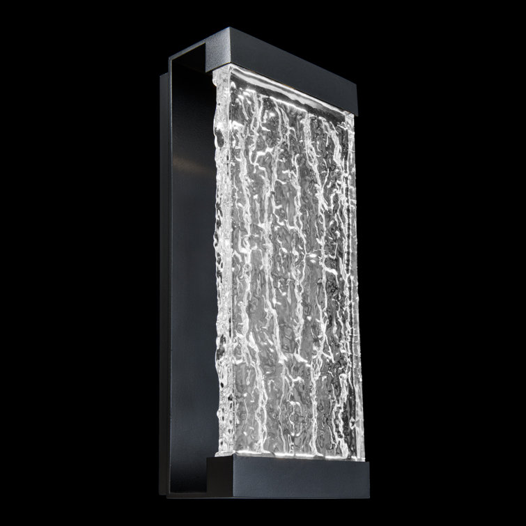 Fusion 14" Black Glass LED Outdoor Wall Light