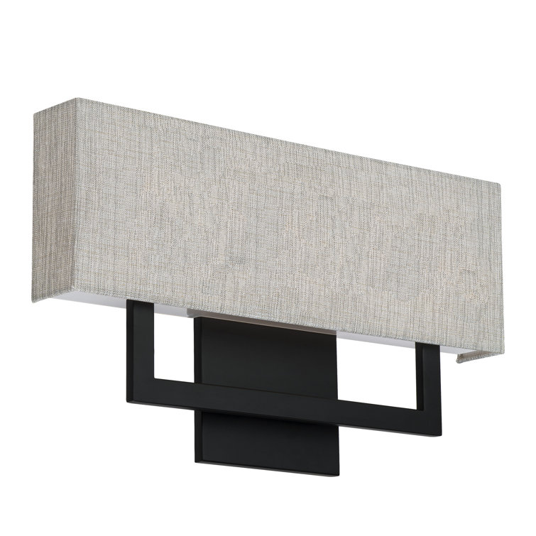 Manhattan Black LED Wall Sconce with Beige Fabric Shade, 22" Wide