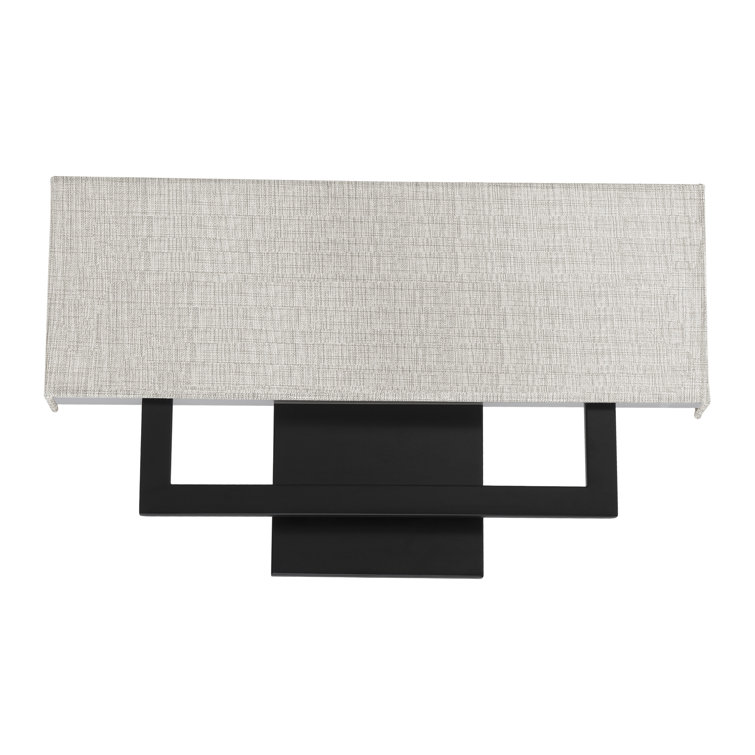 Manhattan Black LED Wall Sconce with Beige Fabric Shade, 22" Wide