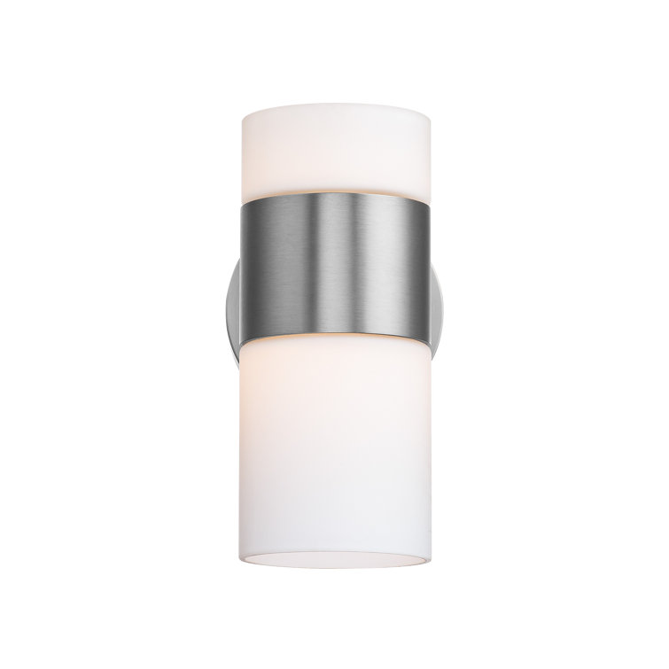 Brushed Nickel Opal Glass Dimmable LED Swing Arm Sconce
