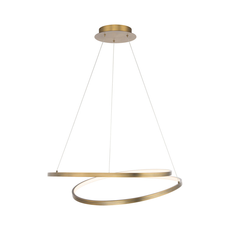 Aged Brass LED Indoor/Outdoor Pendant with White Silicone Shade
