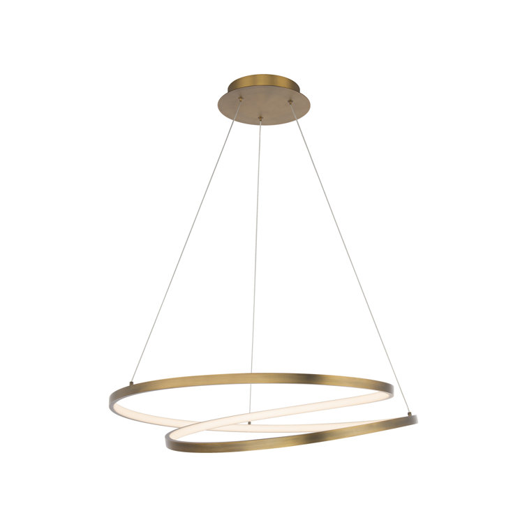 Aged Brass LED Indoor/Outdoor Pendant with White Silicone Shade