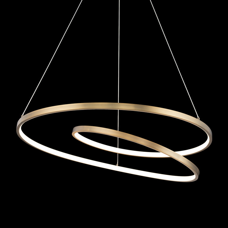 Aged Brass LED Indoor/Outdoor Pendant with White Silicone Shade