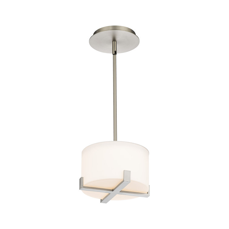 Brushed Nickel Mini LED Pendant with Opal Glass Shade