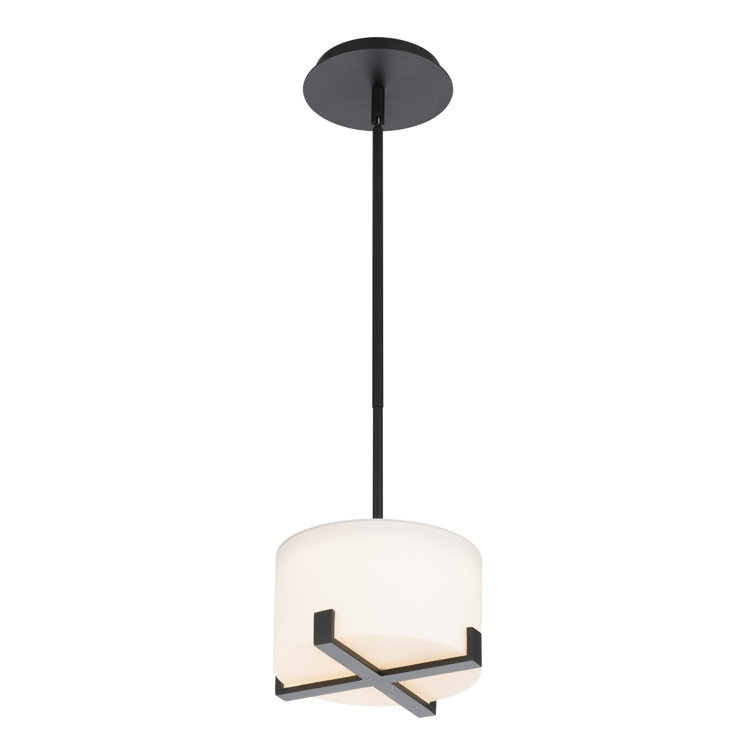 Laurel Mini 1-Light LED Black Outdoor/Indoor Pendant with Opal Glass