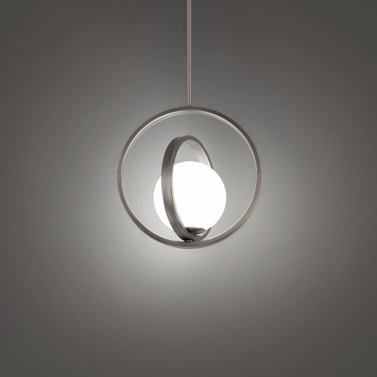 Ellington Mini Globe 10" LED Pendant in Brushed Nickel with Opal Glass