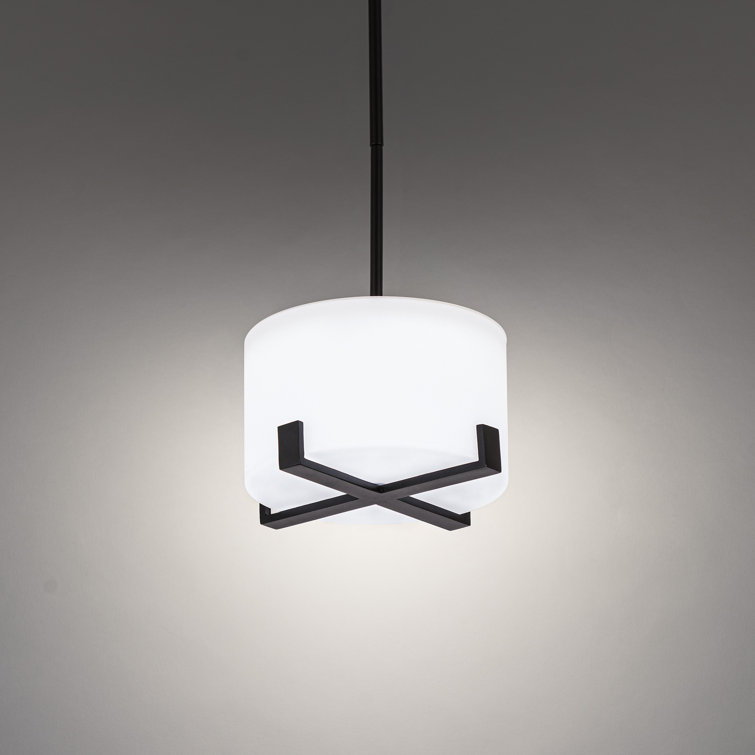 Laurel Mini 1-Light LED Black Outdoor/Indoor Pendant with Opal Glass