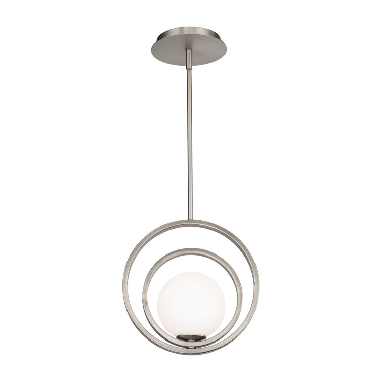 Ellington Mini Globe 10" LED Pendant in Brushed Nickel with Opal Glass