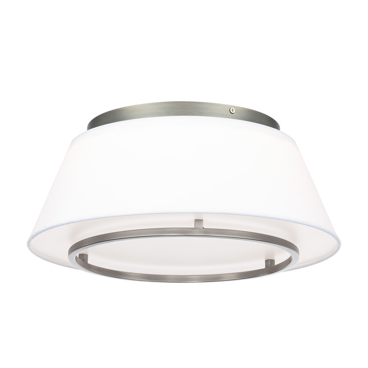 Hailey 16" LED Brushed Nickel Indoor/Outdoor Flush Mount with White Fabric Shade