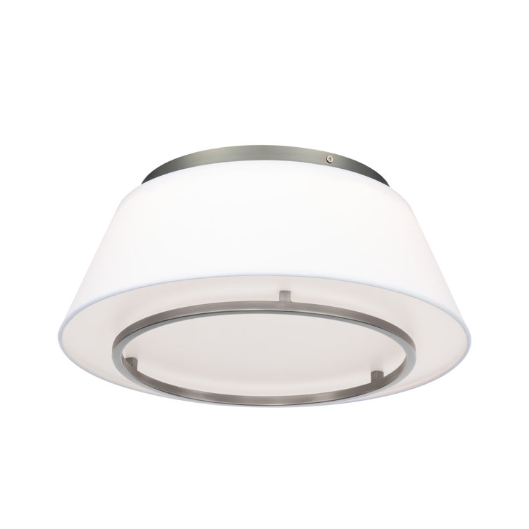 Hailey 16" LED Brushed Nickel Indoor/Outdoor Flush Mount with White Fabric Shade