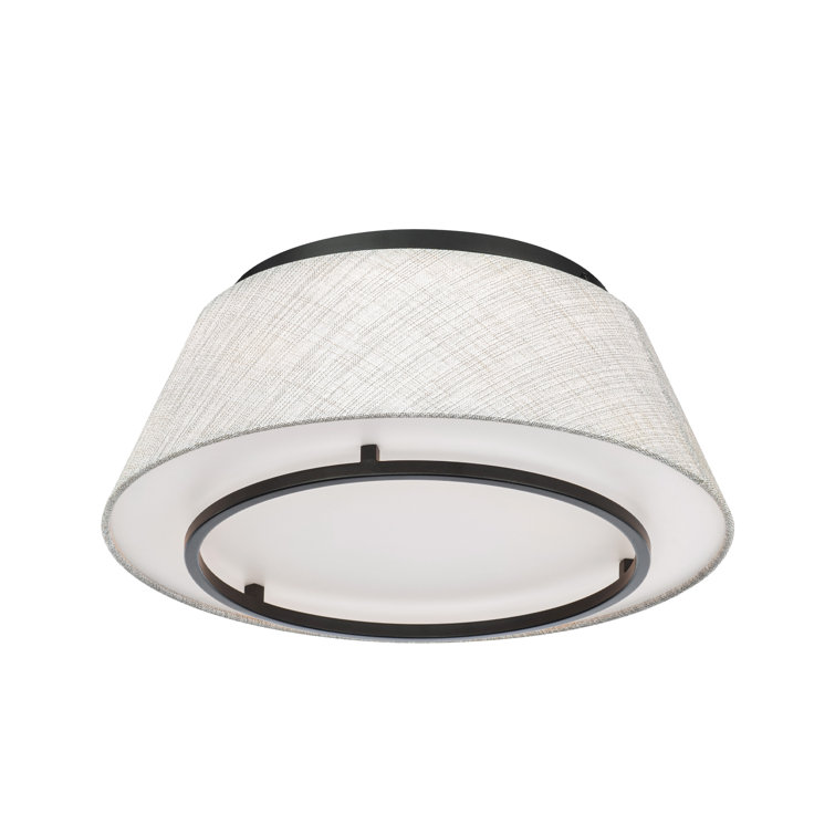 Hailey Black Aluminum LED Flush Mount with Fabric Shade