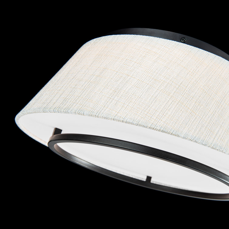 Hailey Black Aluminum LED Flush Mount with Fabric Shade