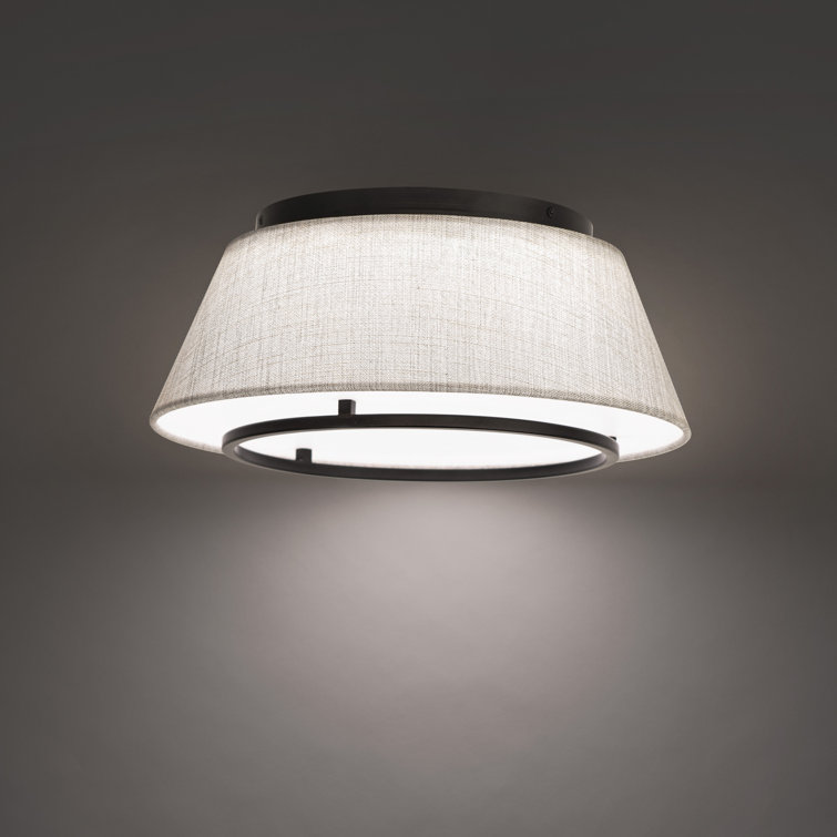 Hailey Black Aluminum LED Flush Mount with Fabric Shade