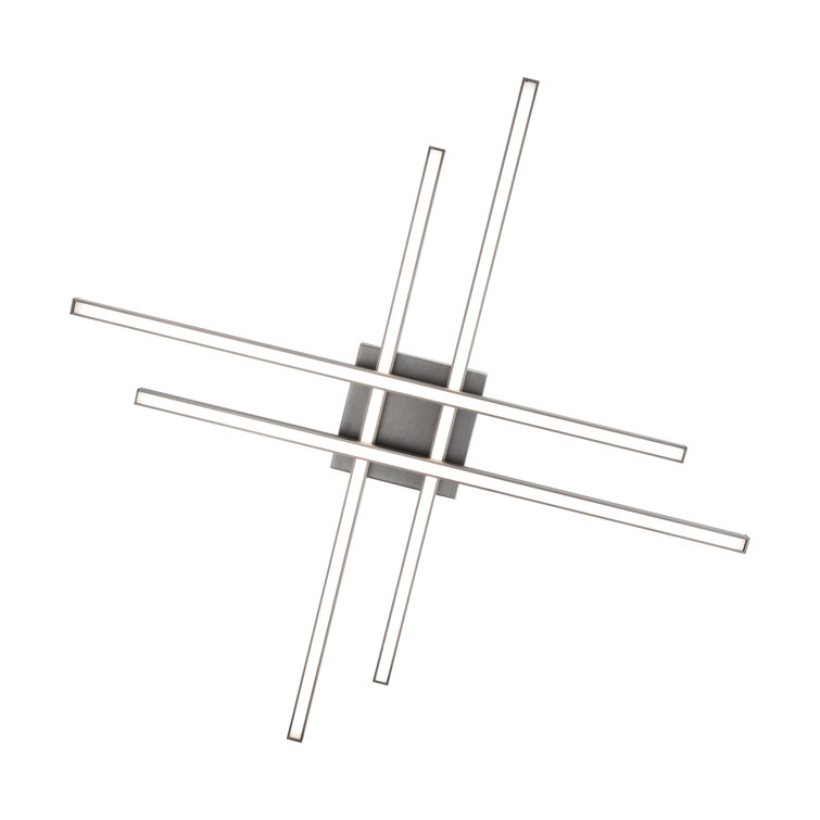 Parallax 32" Brushed Nickel LED Flush Mount with White Shade