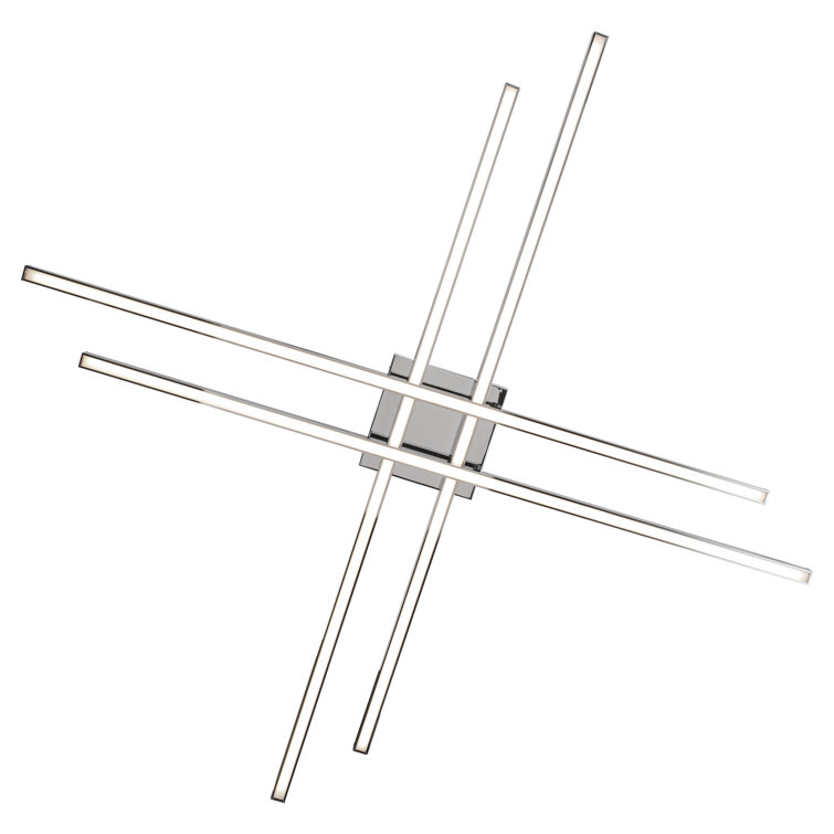 Parallax 42" Chrome LED Flush Mount with White Shade