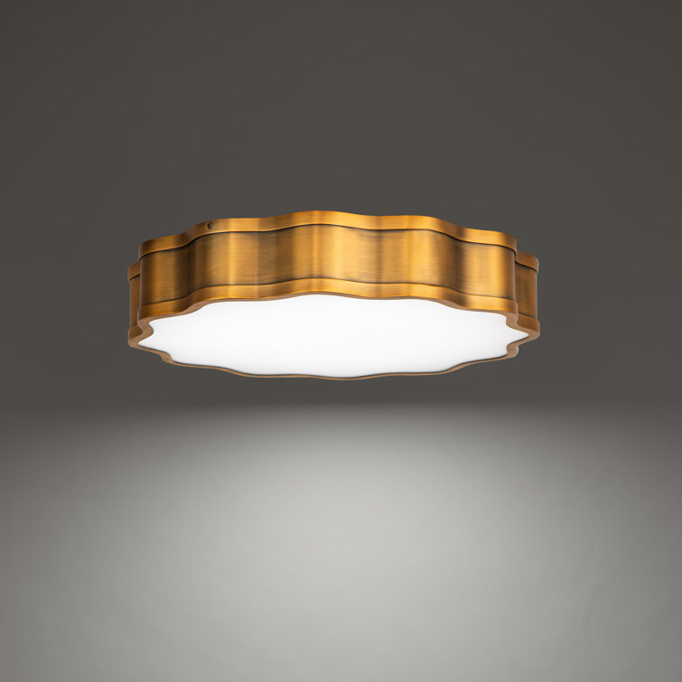 Vaughan 16" Aged Brass Glass LED Flush Mount