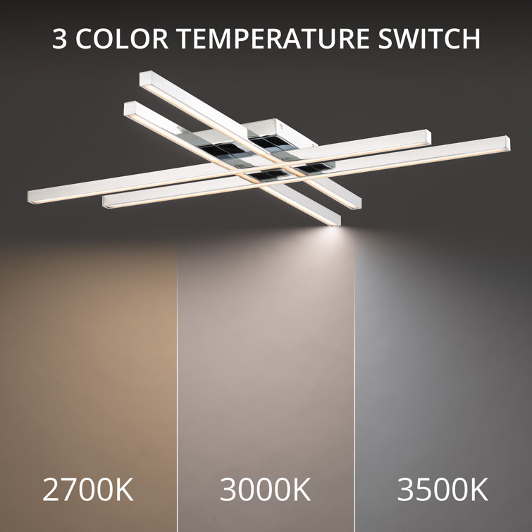 Parallax Chrome 32" Modern LED Flush Mount with Tri-CCT Technology