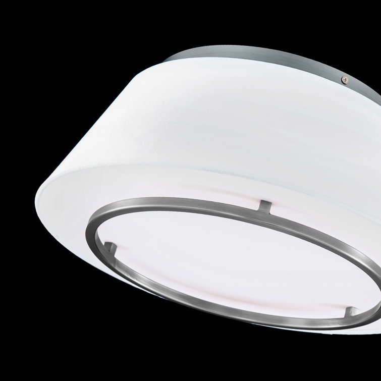 Hailey 16" LED Brushed Nickel Indoor/Outdoor Flush Mount with White Fabric Shade