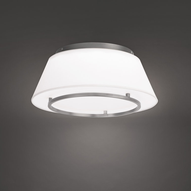 Hailey 16" LED Brushed Nickel Indoor/Outdoor Flush Mount with White Fabric Shade