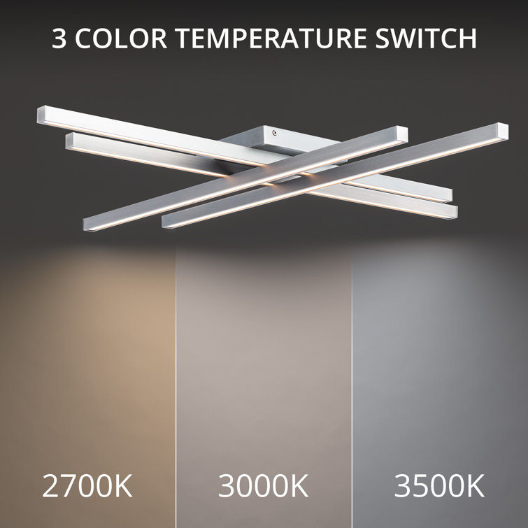 Parallax 32" Brushed Nickel LED Flush Mount with White Shade