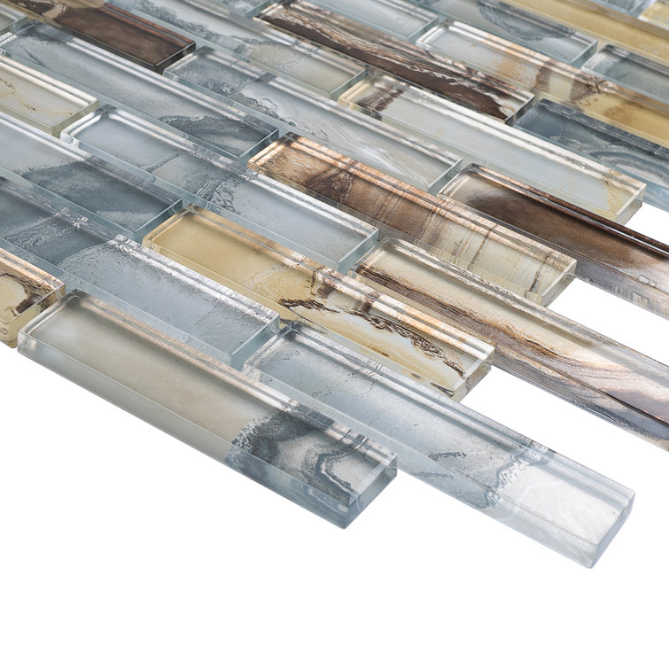 Sahara Beige and Blue Glass Mosaic Tile for Walls