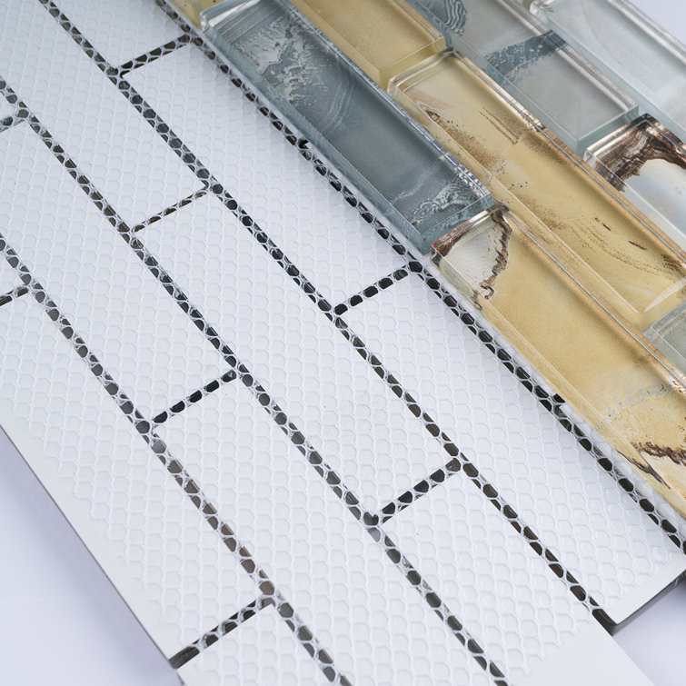Sahara Beige and Blue Glass Mosaic Tile for Walls