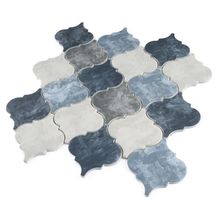 Recycle 4" x 4" Glass Arabesque Fabric look Mosaic Wall Tile