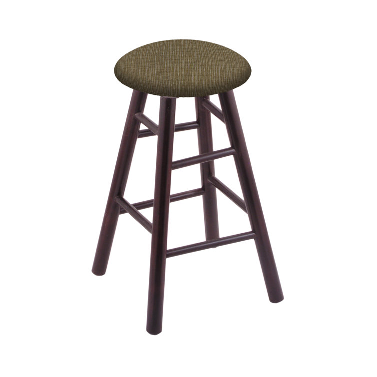 Natural Oak Swivel Counter Stool with Brown Fabric Seat