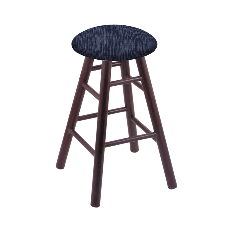 Swivel Medium Oak Backless Bar Stool with Axis Denim Seat