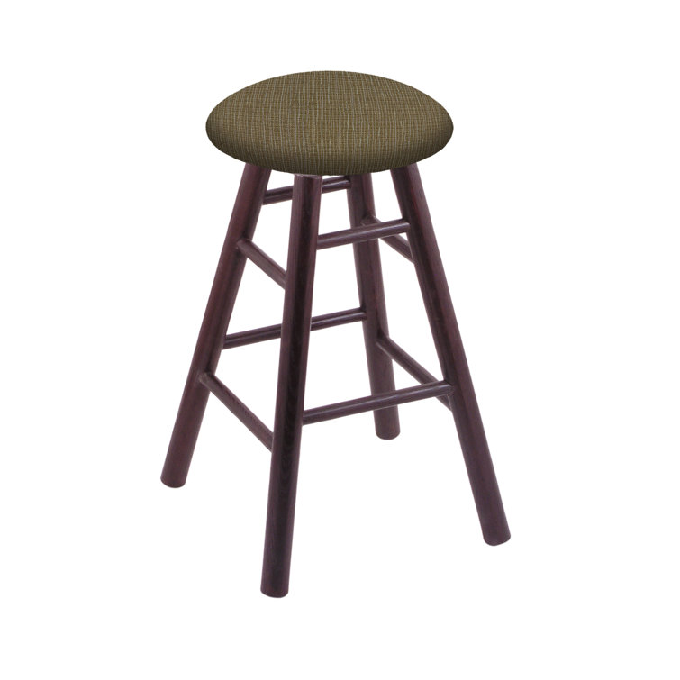 Natural Oak Swivel Counter Stool with Brown Fabric Seat