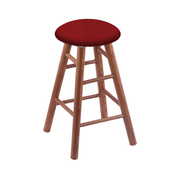Swivel Medium Oak Backless Bar Stool with Axis Denim Seat