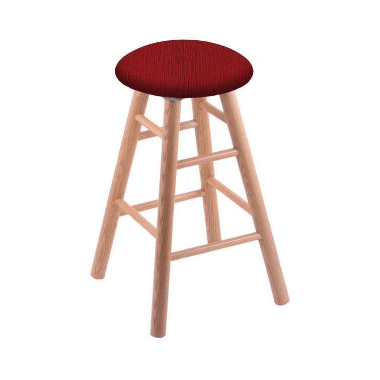 Natural Oak Swivel Counter Stool with Brown Fabric Seat
