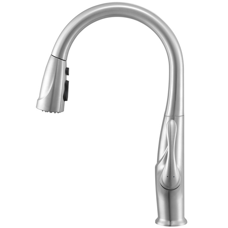 Brushed Nickel Pull-Down Kitchen Faucet with Single Handle