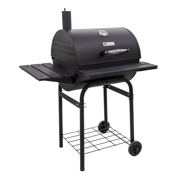American Gourmet 625 Black Cast Iron Charcoal Grill with Smoker