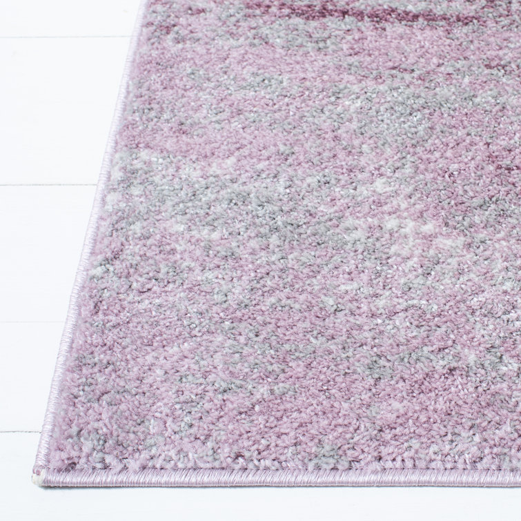Grey and Purple Abstract Synthetic Area Rug, 10' x 14'