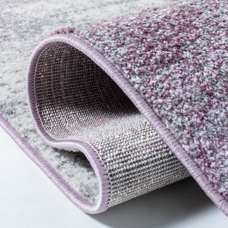 Grey and Purple Abstract Synthetic Area Rug, 10' x 14'