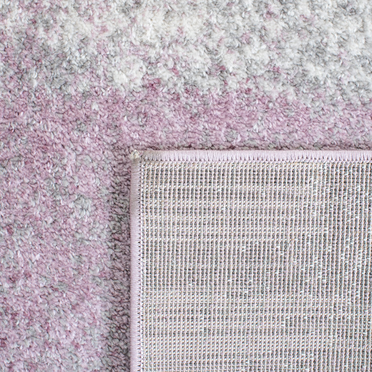 Grey and Purple Abstract Synthetic Area Rug, 10' x 14'