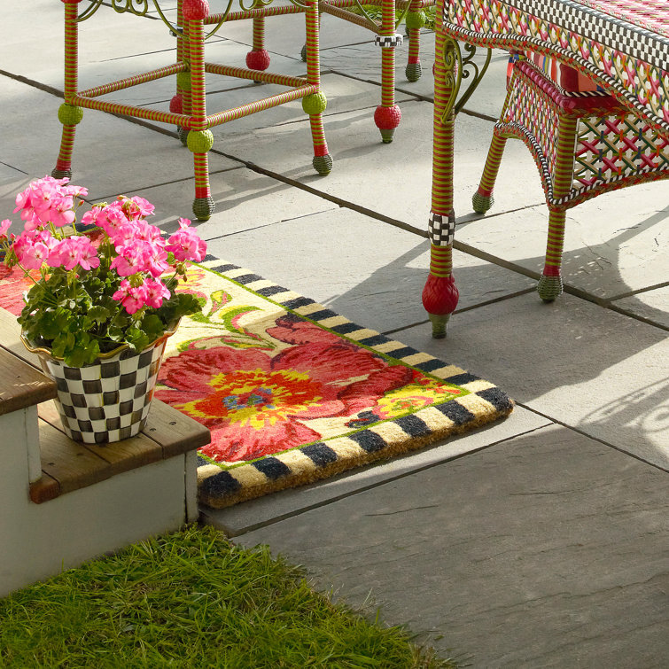 Floral Haven Modern Coir Outdoor Doormat with PVC Backing