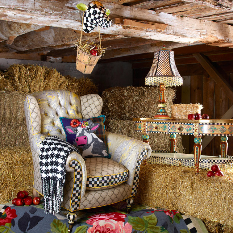 Handpainted Courtly Check 15'' Resin Cow Decor