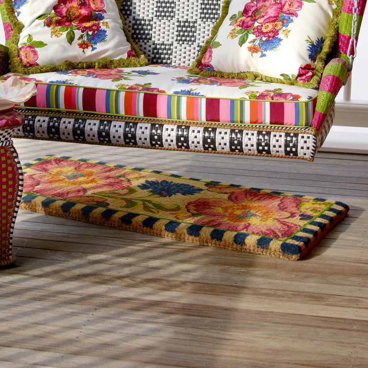 Floral Haven Modern Coir Outdoor Doormat with PVC Backing