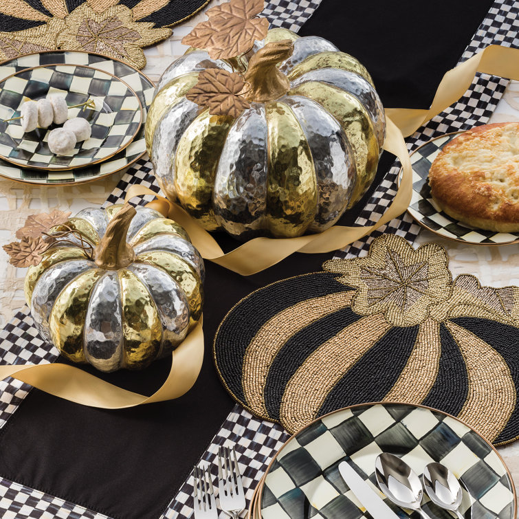 Black and White Cotton Checkered Rectangle Table Runner