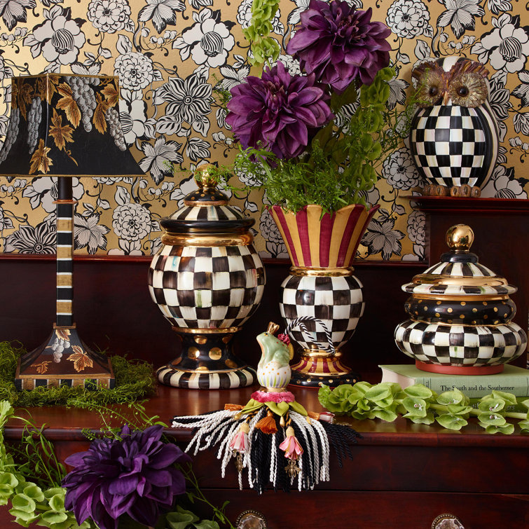 Courtly Check 96oz Handcrafted Ceramic Globe Canister